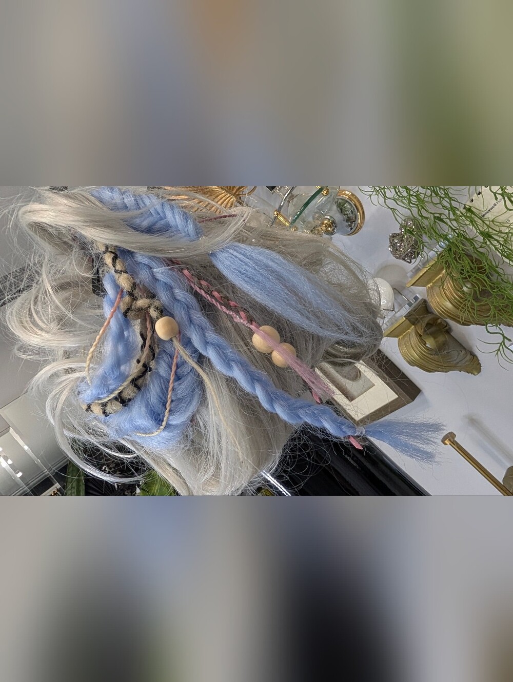 Pink & Periwinkle Dread Lock Hair Clip Extensions (1pc) #18